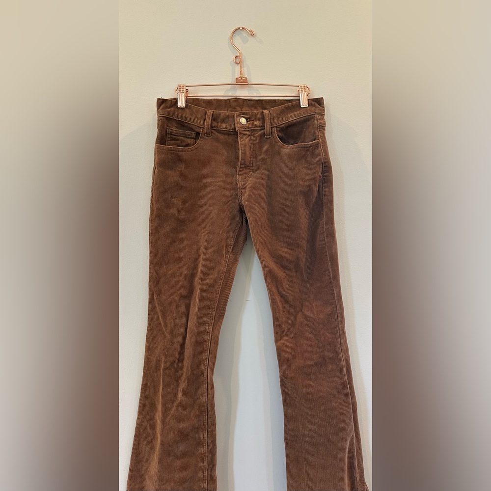 Brown low rise brandy corduroy pants
